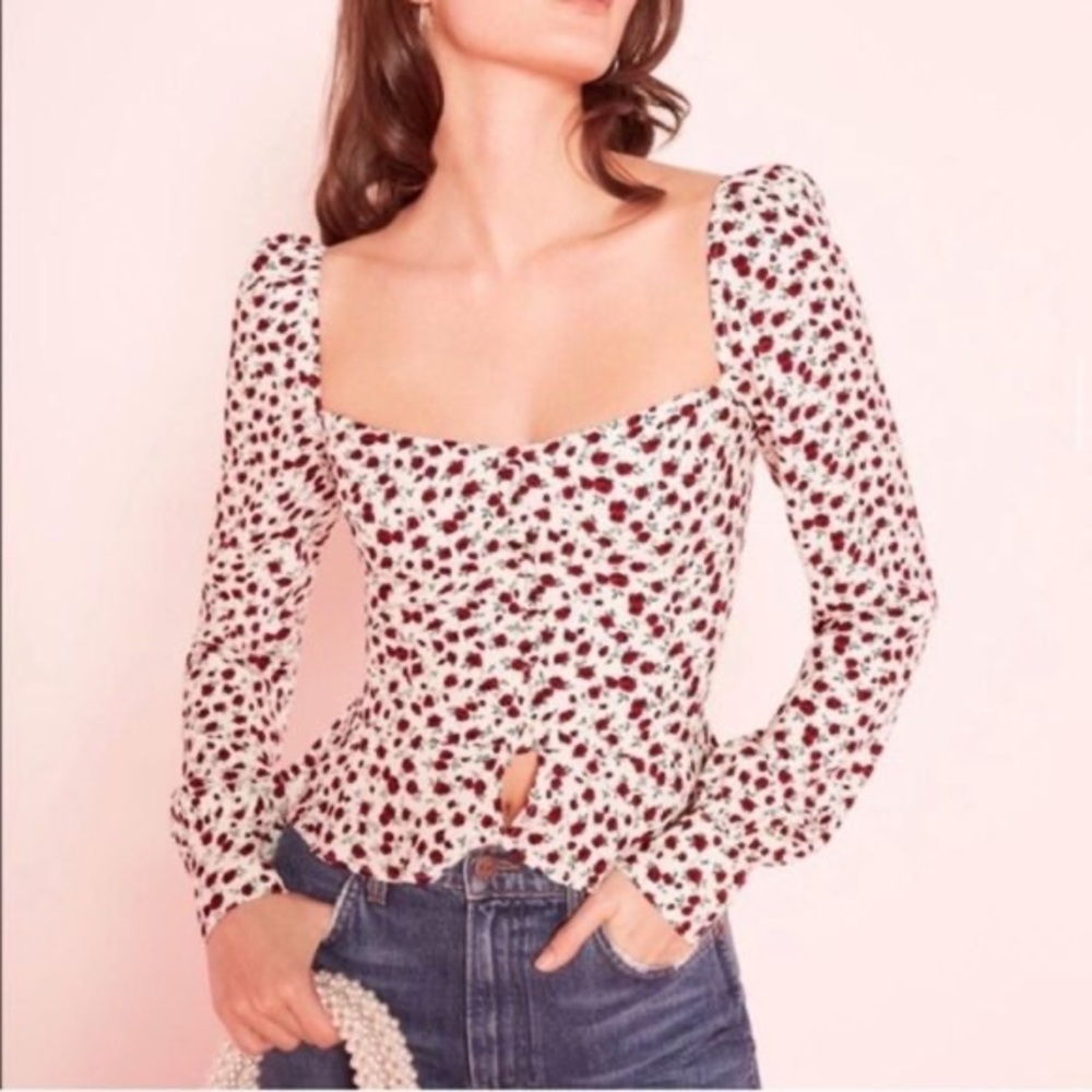 Reformation Mimi Rose blouse. Gently used. Great condition. Button up.